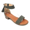 image:imageTOP Moda Womens Tassel Fringe Zip Back Block Heel SandalOlive