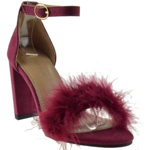 image:imageTOP Moda Konner 30 Womens Feather Chunky Heel Sandals Light Wine 75