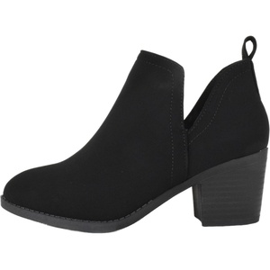 image:imageTOP Moda Women Ankle Boots Slipon Booties V Cut Sides Almond Toe Medium Stack Heel Zandra7Black Nubuck