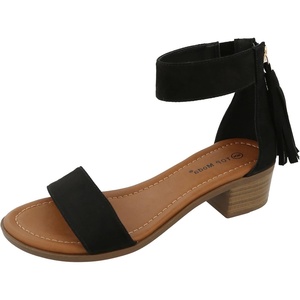 image:imageTOP Moda Womens Tassel Fringe Zip Back Block Heel SandalBlack Ts