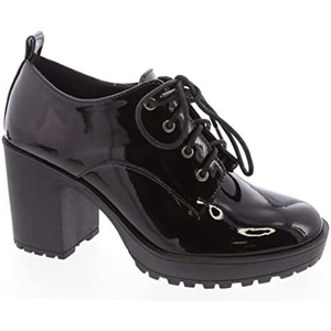 image:imageWomens Classic Lace Up Platform Chunky MidHeel Oxfords Dress Pump ShoesBlack Patent