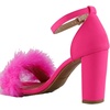 image:imageTOP Moda K 30 Womens Feather Fur Chunky Heel Sandals Nubuck Hot Pink 6