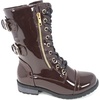 image:imageTOP Moda Pack 72 Womens Military Lace Up Buckle Combat BootsBrown Pat