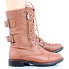 image:imageTOP Moda Pack 72 Womens Military Lace Up Buckle Combat BootsPremium Tan Pu