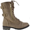 image:imageTOP Moda Pack 72 Womens Military Lace Up Buckle Combat BootsTaupe Suede