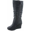 image:imageTOP Moda Pure65 Womens Fashion Round Toe Slouch Buckle Wedge Mid Calf Boot ShoesBlack