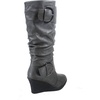 image:imageTOP Moda Pure65 Womens Fashion Round Toe Slouch Buckle Wedge Mid Calf Boot ShoesGrey