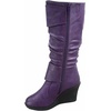 image:imageTOP Moda Pure65 Womens Fashion Round Toe Slouch Buckle Wedge Mid Calf Boot ShoesPurple Pu