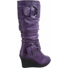 image:imageTOP Moda Pure65 Womens Fashion Round Toe Slouch Buckle Wedge Mid Calf Boot ShoesPurple Pu