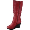 image:imageTOP Moda Pure65 Womens Fashion Round Toe Slouch Buckle Wedge Mid Calf Boot ShoesRed