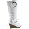 image:imageTOP Moda Pure65 Womens Fashion Round Toe Slouch Buckle Wedge Mid Calf Boot ShoesWhite