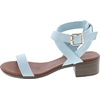 image:imageTOP Moda Vision75 Womens Ankle Wrap Adjustable Buckle Stacked Chunky Heel SandalLight Blue55