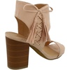 image:imageTOP Moda Womens Lace Up Side Troy1 Tassel Fringe Stacked Chunky Heel SandalBlush