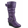 image:imageTOP Moda Pure65 Womens Fashion Round Toe Slouch Buckle Wedge Mid Calf Boot ShoesPurple Pu