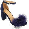 image:imageTOP Moda Women Chunky Heels Ankle Strap Sandals with Fur KONNER30 BLUE 75