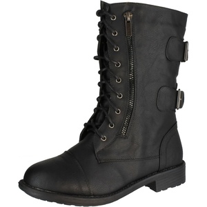 image:imageTOP Moda Pack 72 Womens Military Lace Up Buckle Combat BootsPremier Black P