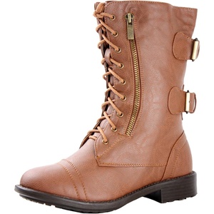 image:imageTOP Moda Pack 72 Womens Military Lace Up Buckle Combat BootsPremium Tan Pu