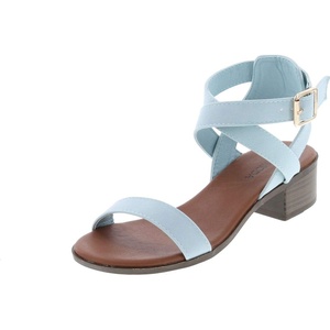 image:imageTOP Moda Vision75 Womens Ankle Wrap Adjustable Buckle Stacked Chunky Heel SandalLight Blue55