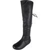 image:imageTOP Moda Women Knee High Boots Back Lace Flat Heel Side Zipper Round ToeBlack Pu
