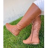 image:imageTOP Moda Women Knee High Boots Back Lace Flat Heel Side Zipper Round ToeBlack Pu