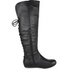 image:imageTOP Moda Women Knee High Boots Back Lace Flat Heel Side Zipper Round ToeBlack Pu