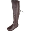 image:imageTOP Moda Women Knee High Boots Back Lace Flat Heel Side Zipper Round ToeDark Brown