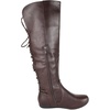 image:imageTOP Moda Women Knee High Boots Back Lace Flat Heel Side Zipper Round ToeDark Brown