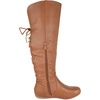 image:imageTOP Moda Women Knee High Boots Back Lace Flat Heel Side Zipper Round ToeTan