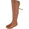 image:imageTOP Moda Women Knee High Boots Back Lace Flat Heel Side Zipper Round ToeTan