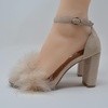 image:imageTOP Moda Womens Hannah1 Platform Chunky Heel Metallic Glitter Party Ankle Strap High Heel Sandal Taupe Su Fur 65