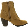 image:imageTOP Moda Womens Scan4 Cuban Heel MidHeight Lace Up Ankle BootKhaki