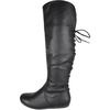 image:imageTOP Moda Women Knee High Boots Back Lace Flat Heel Side Zipper Round ToeBlack Pu