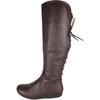 image:imageTOP Moda Women Knee High Boots Back Lace Flat Heel Side Zipper Round ToeDark Brown