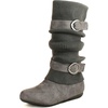 image:imageTOP Moda Womens Bank21 Sweater Slouchy Buckle Top Calf Wedge Boot BankGrey