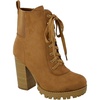 image:imageTOP Moda Womens laceup Chunky Block Heel Ankle BootiesTan Su