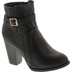 image:imageTOP Moda Demo6 Womens Buckle Chunky Stacked Heel Ankle BootiesBlack