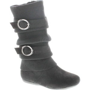 image:imageTOP Moda Womens Bank21 Sweater Slouchy Buckle Top Calf Wedge Boot BankBlack