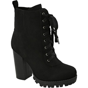 image:imageTOP Moda Womens laceup Chunky Block Heel Ankle BootiesBlack Su