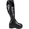 image:imageTOP Moda Women Chunky Block Knee High Boots High Heel Wedge Platform Side Zipper Jazz8Black Patent