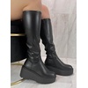 image:imageTOP Moda Women Chunky Block Knee High Boots High Heel Wedge Platform Side Zipper Jazz8Black Patent