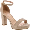 image:imageTOP Moda Asia1 Womens Platform Block Heel Sandals  35 Chunky Heel 1 Front Strap TwoPiece Bridal Wedding Party and Prom Shoes NonSlip Grip OutsoleRose Gold Glitter