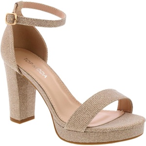 image:imageTOP Moda Asia1 Womens Platform Block Heel Sandals  35 Chunky Heel 1 Front Strap TwoPiece Bridal Wedding Party and Prom Shoes NonSlip Grip OutsoleRose Gold Glitter