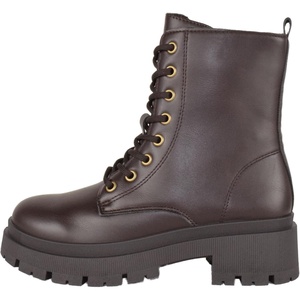 image:imageTOP Moda Women Combat Army Style Boots Lace Up Side Zipper Lug Sole Platform BootiesDark Brown