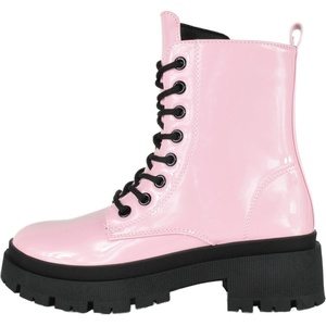 image:imageTOP Moda Women Combat Army Style Boots Lace Up Side Zipper Lug Sole Platform BootiesPink Patent
