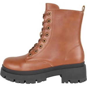 image:imageTOP Moda Women Combat Army Style Boots Lace Up Side Zipper Lug Sole Platform BootiesTan