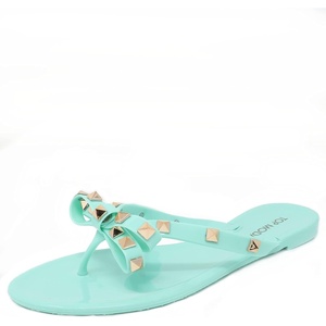 image:imageTOP Moda Womens Studded Jelly Flip Flops Sandals with BowMint green