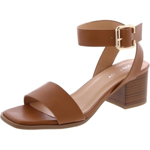 image:imageTruFox Womens Chunky Block Low Heel Ankle Strap Open Toe Dress SandalTan