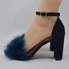 image:imageTOP Moda Womens Hannah1 Platform Chunky Heel Metallic Glitter Party Ankle Strap High Heel Sandal Blue Su Fur 6