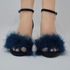 image:imageTOP Moda Womens Hannah1 Platform Chunky Heel Metallic Glitter Party Ankle Strap High Heel Sandal Blue Su Fur 6