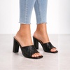 image:imageWomens Chunky High Heel Mules Peep Toe Slide Sandals ShoesBlack